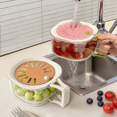 Multi-Purpose Fruit Drainer Basket with Foldable Handle – Wash, Drain & Serve