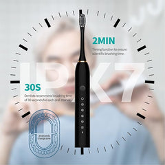 6 Modes Sonic Electric Toothbrushes for Adults Kids Smart Timer Rechargeable Whitening Toothbrush Waterproof 4 Brush Head